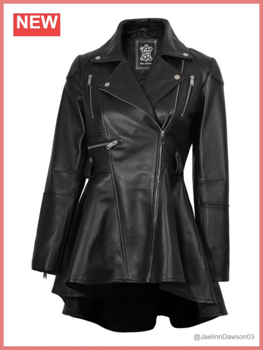 Blingsoul Real Lambskin Leather Peplum Jacket Asymmetrical Zip